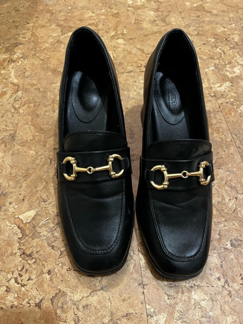Ardene Black Loafers with Gold Horsebit